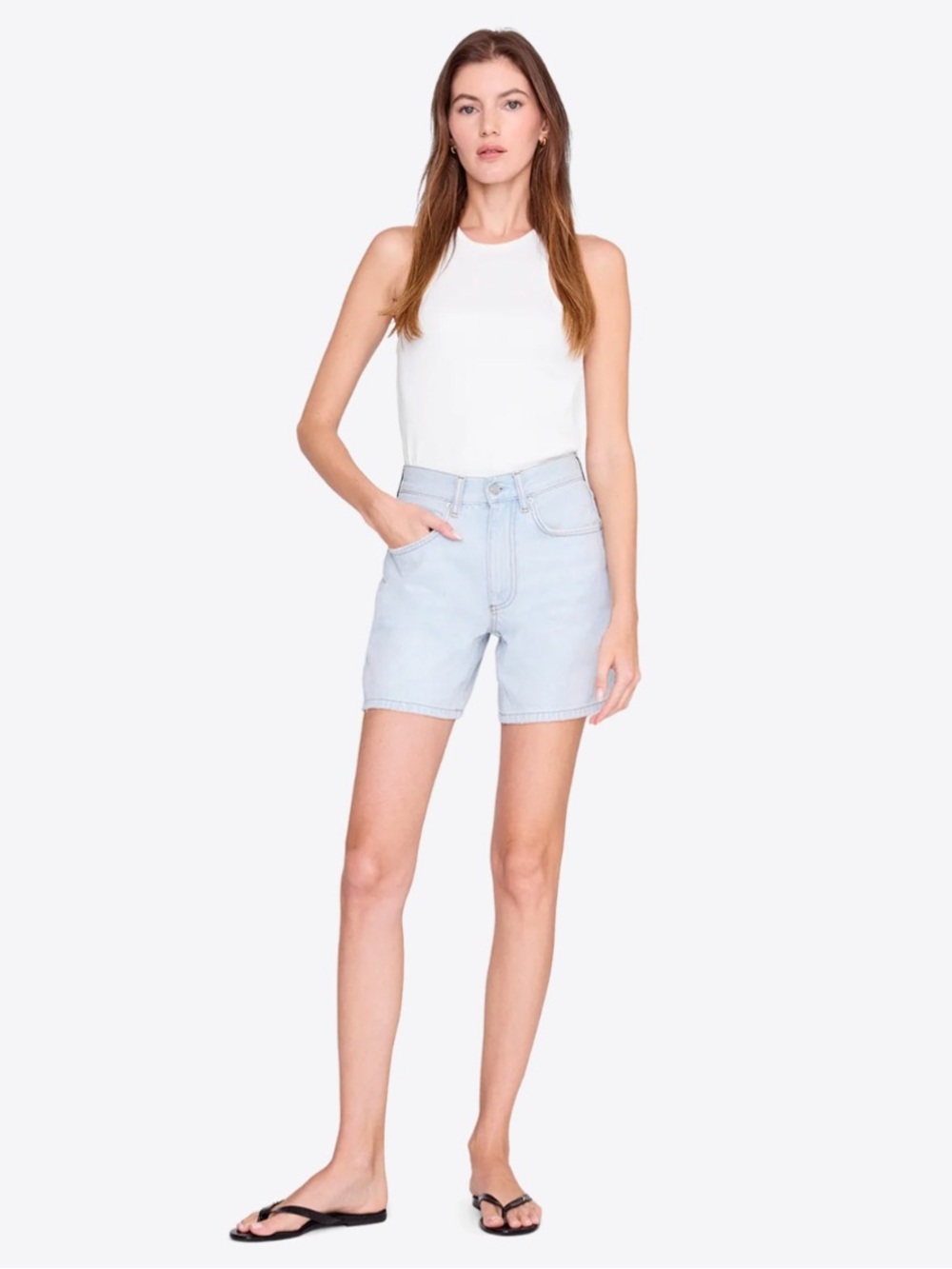 Anine Bing Light Wash Denim Shorts - Lucid Blue